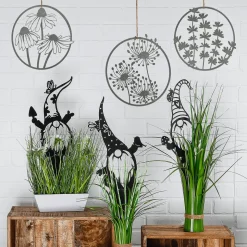 DecoWoerner Decoración De Primavera>Espiga De Tierra Enana De Metal, Negra, De 42 Cm De Altura