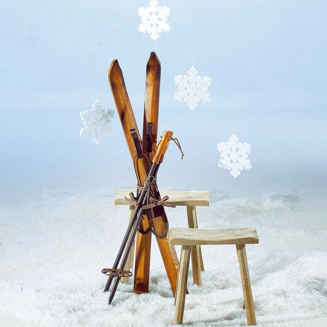 DecoWoerner Decoración De Invierno|Decoración Temática>Esquiador Decorativo De Madera, Longitud 90 Cm
