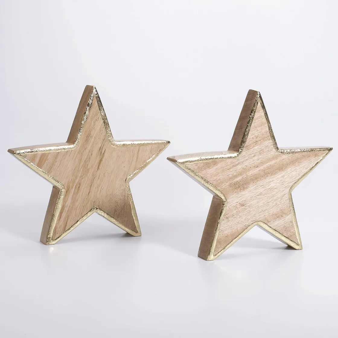 DecoWoerner Decoración De Invierno|Estrella De Navidad>Estrella De Madera De Mango 2,5 X 20 Cm 2 Uds.