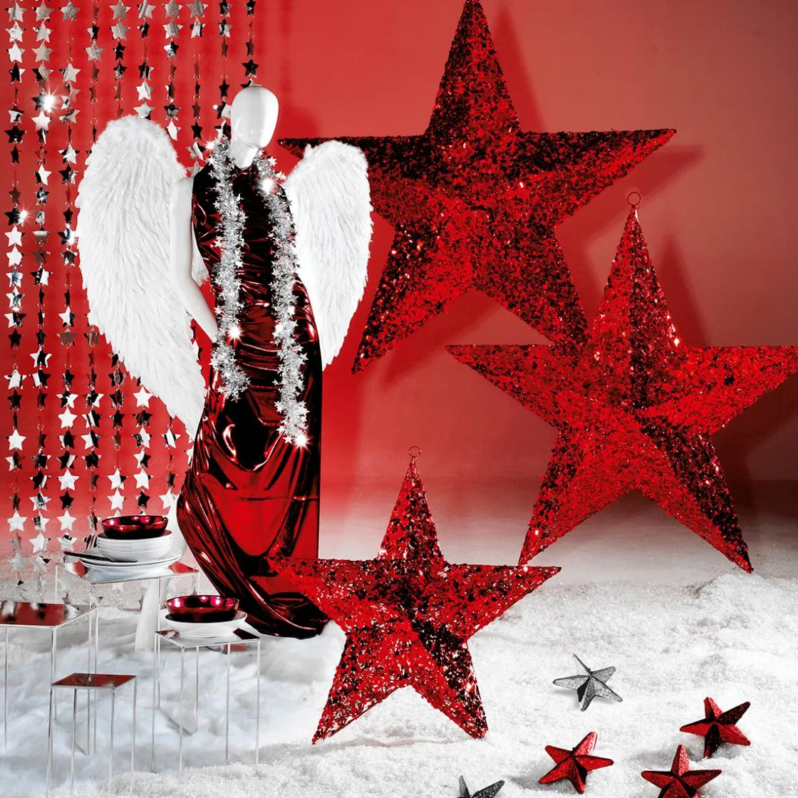 DecoWoerner Decoración Navideña Xxl|Estrella De Navidad>Estrella Gigante Decorativa Roja Ø 120 Cm