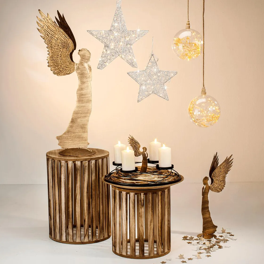 DecoWoerner Luz Decorativa|Estrella De Navidad>Estrella Metálica Decorativa LED De 30 Cm Que Funciona Con Pilas