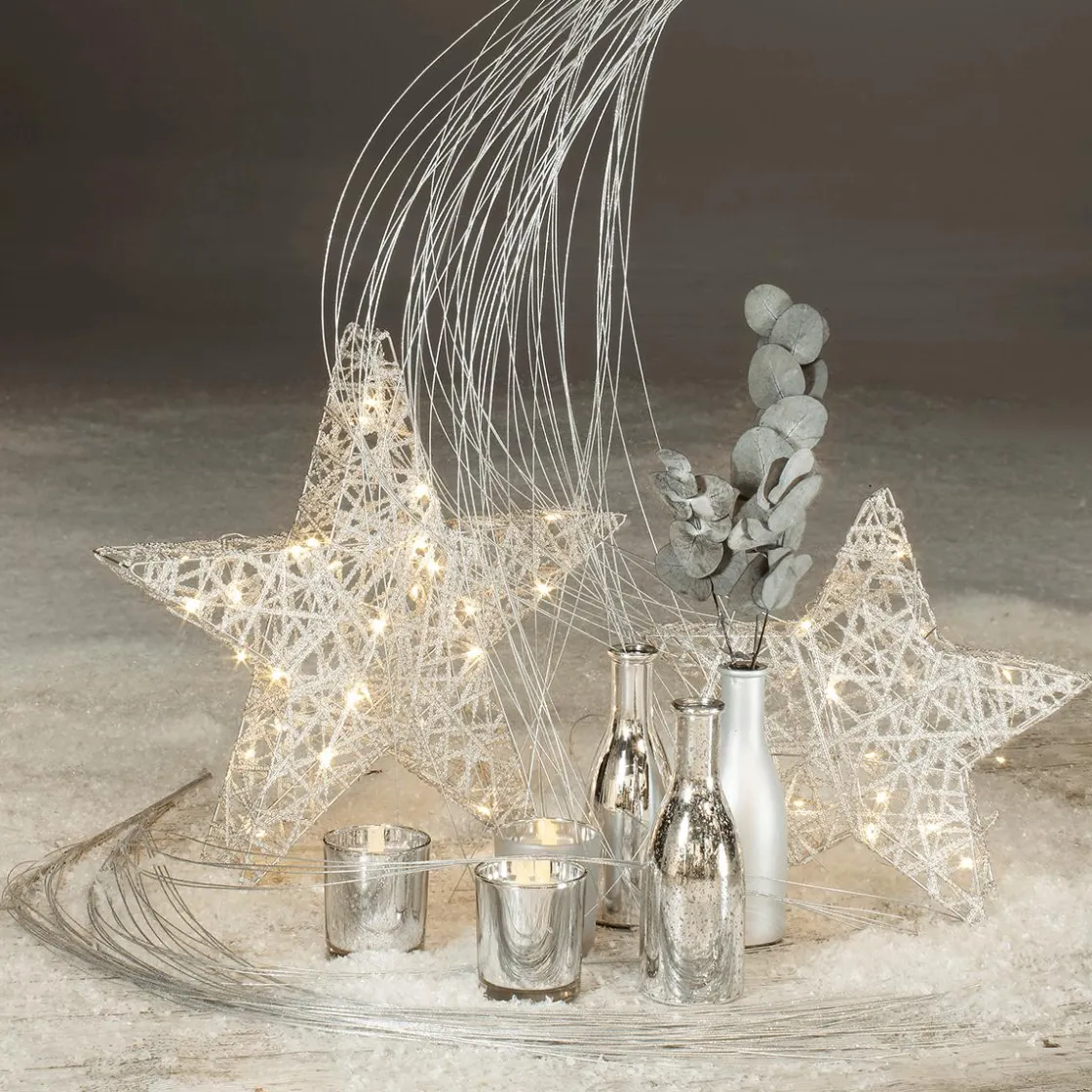 DecoWoerner Luz Decorativa|Estrella De Navidad>Estrella Metálica Decorativa LED De 30 Cm Que Funciona Con Pilas