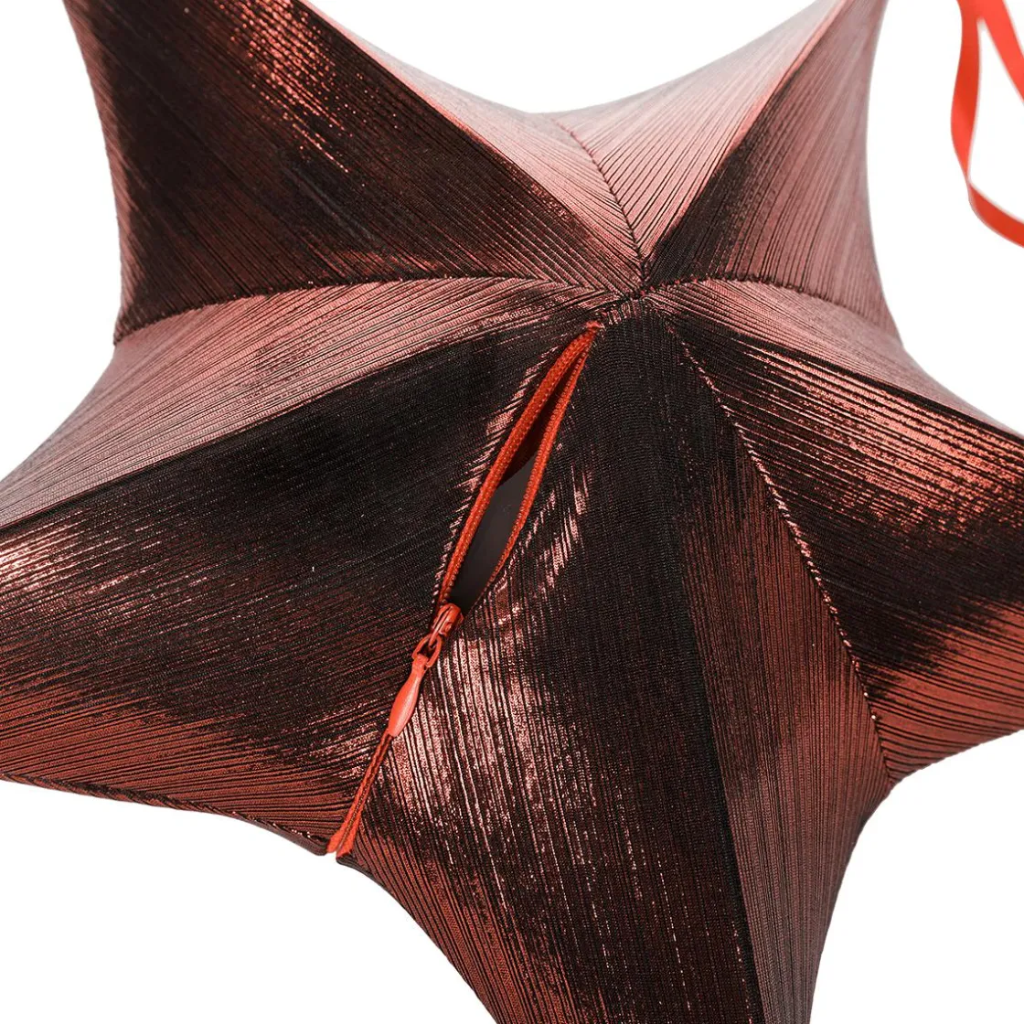 DecoWoerner Decoración Temática|Decoración Navideña Xxl>Estrella Plegable De Tela Decorativa, Cobre Metalizado, Con Cremallera