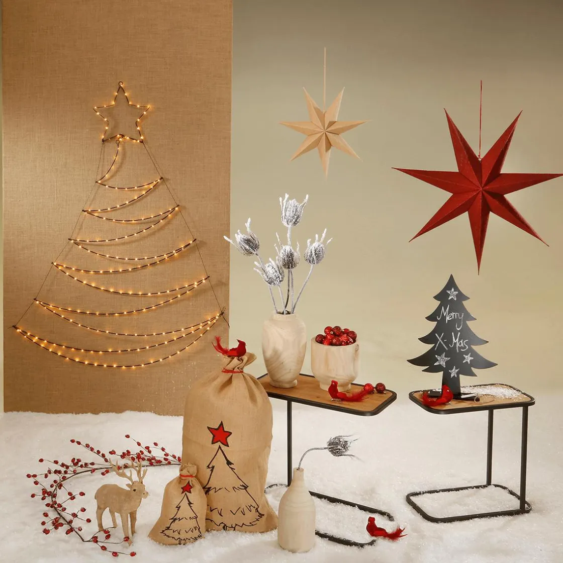 DecoWoerner Estrella De Navidad>Estrella Plegable Recubierta De Yute 75 Cm