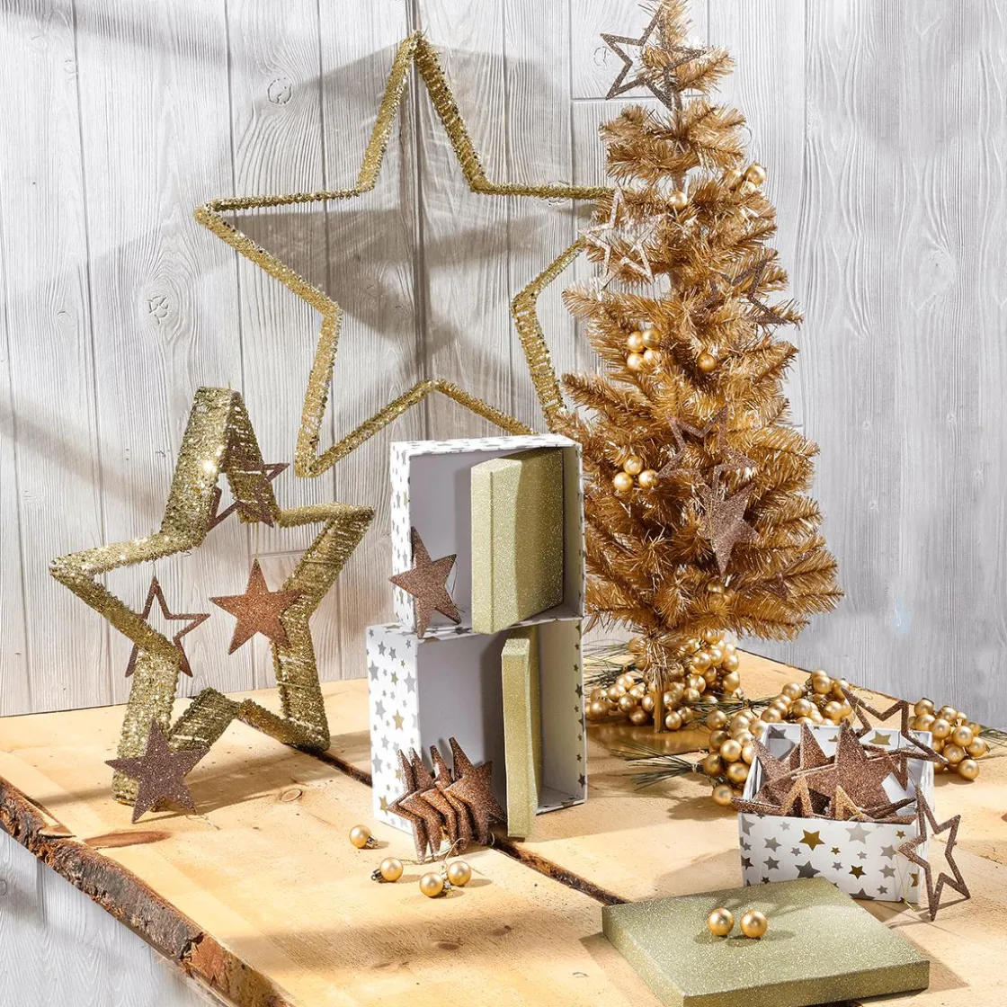 DecoWoerner Estrella De Navidad>Estrellas Brillantes Decorativas Nougat, Ø 10 Cm, 10 Piezas