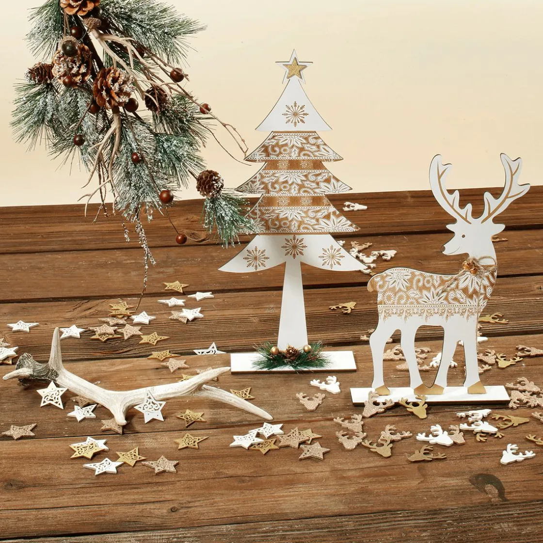 DecoWoerner Decoración De Otoño|Decoración Dispersa>Estrellas De Madera Dispersas 72 Piezas 4 Cm