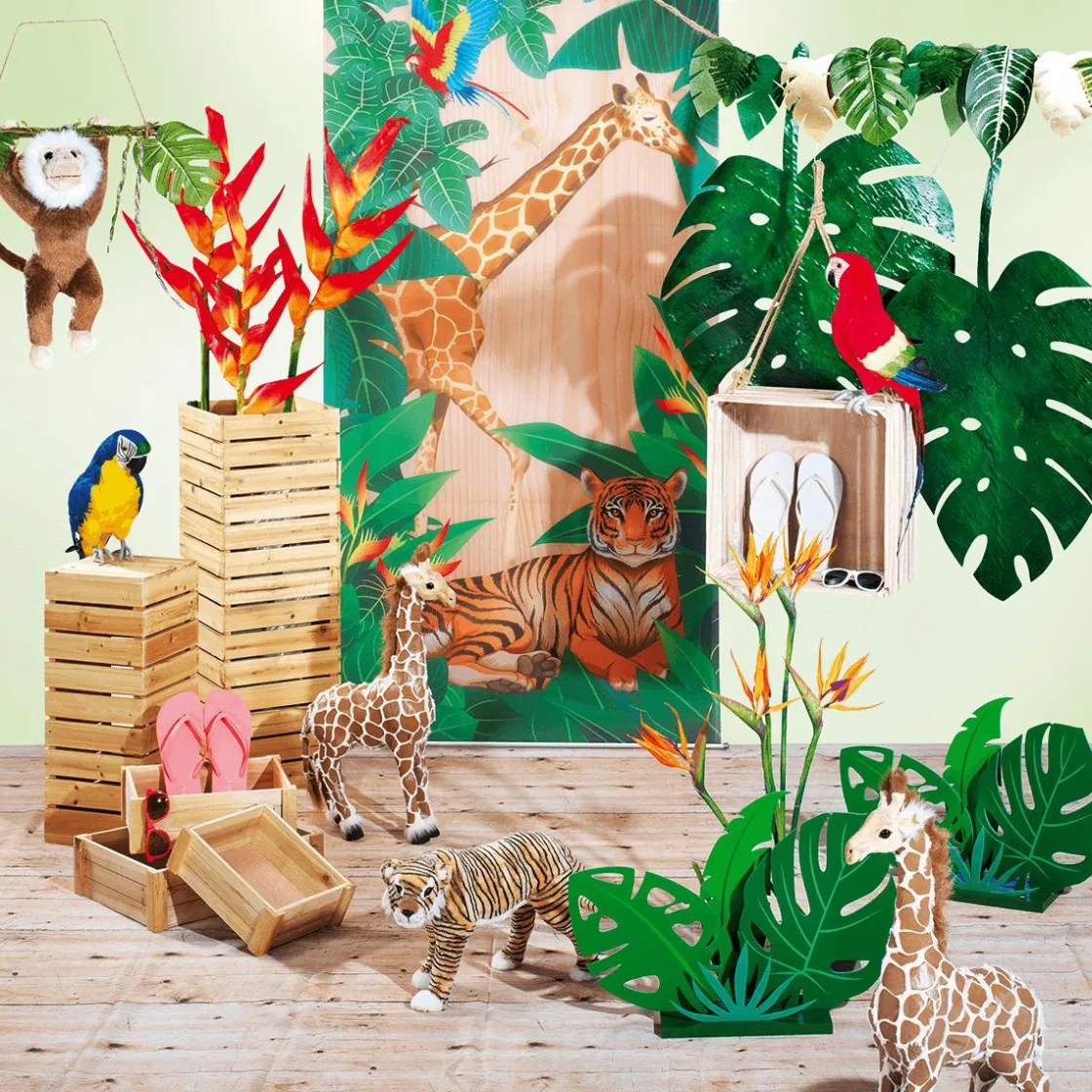 DecoWoerner Decoración De Verano>Expositor De Hoja De La Selva De Madera, 57 Cm
