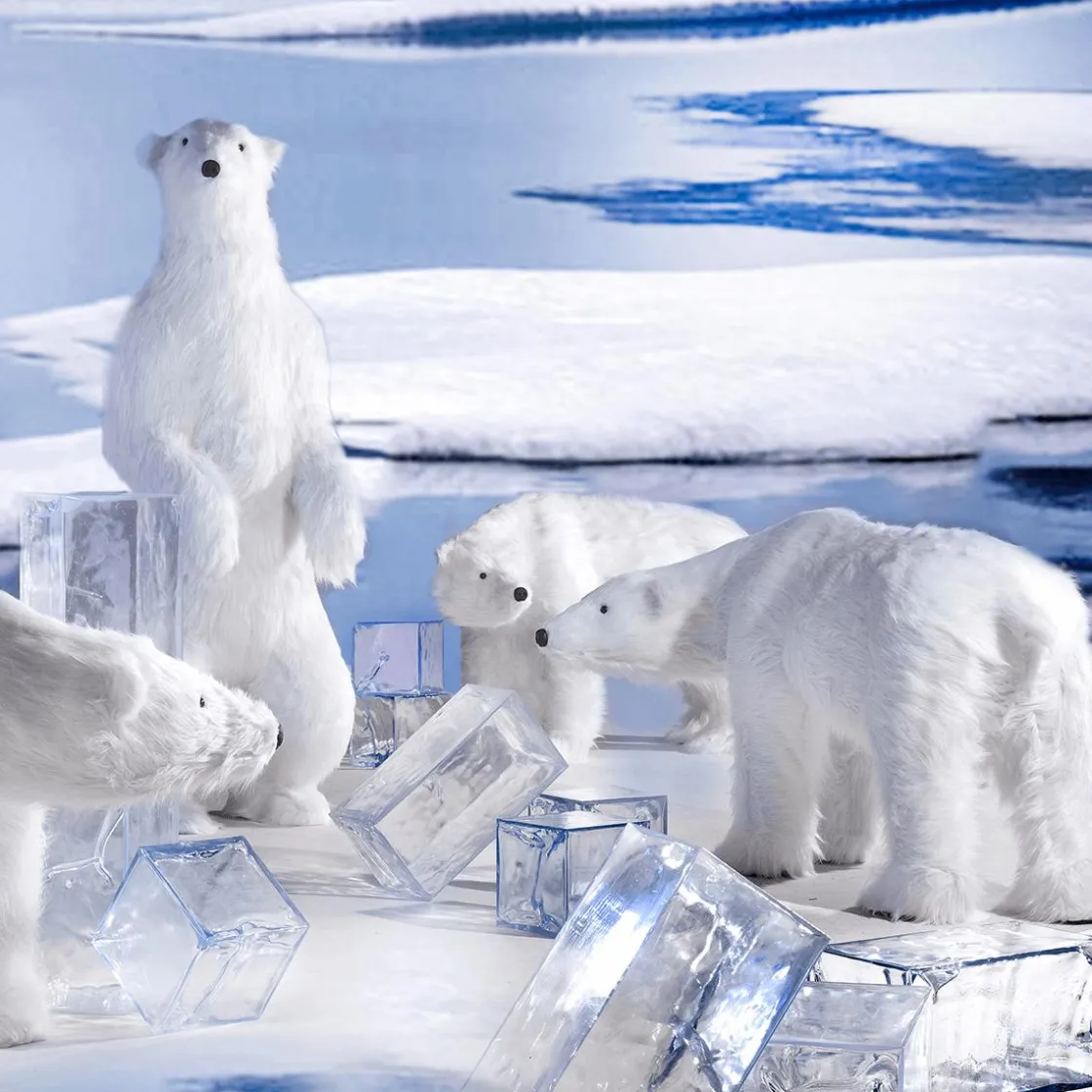 DecoWoerner Decoración De Animales|Decoración De Invierno>Figura Animal De Tamaño Natural Oso Polar, Altura: 90cm