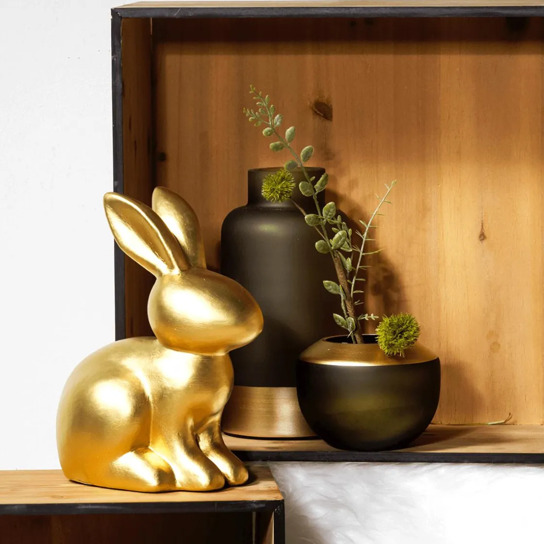 DecoWoerner Decoración De Animales|Decoración De Pascua>Figura Decorativa Conejo De Pascua Dorado, 50 Cm