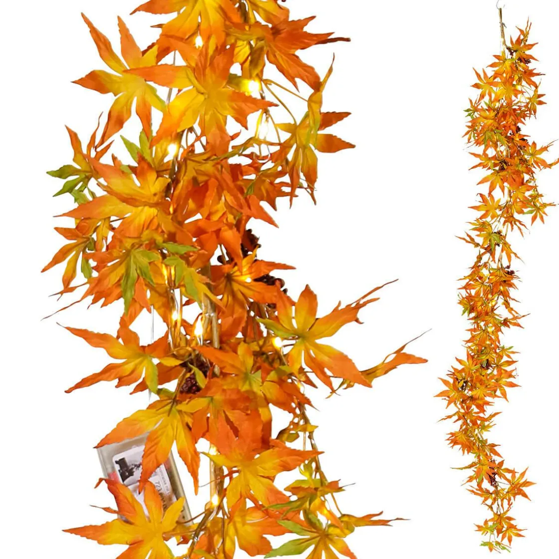 DecoWoerner Decoración De Otoño|Guirnaldas Y Vides>Guirnalda De Arce LED, 140 Cm
