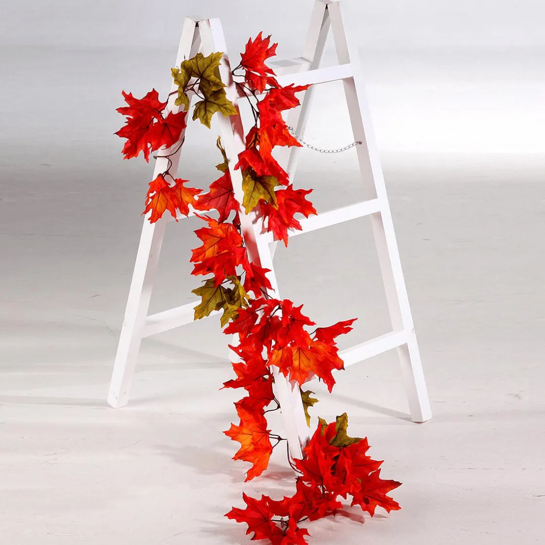 DecoWoerner Decoración De Otoño|Guirnaldas Y Vides>Guirnalda De Arce Roja - Verde 180 Cm