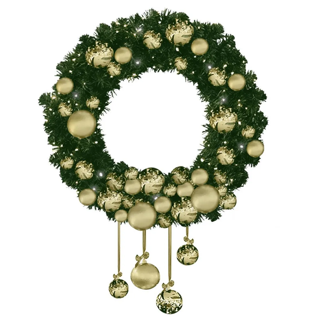 DecoWoerner Coronas De Navidad>Guirnalda De Luvi Con Bolas Doradas Y LEDs 200 Cm Ø