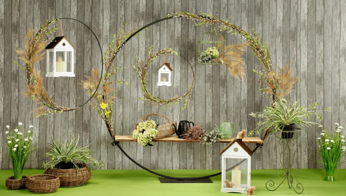 DecoWoerner Decoración De Primavera|Hierba Decorativa>Haz De Gas Artificial Con Flores Blancas De 70 Cm