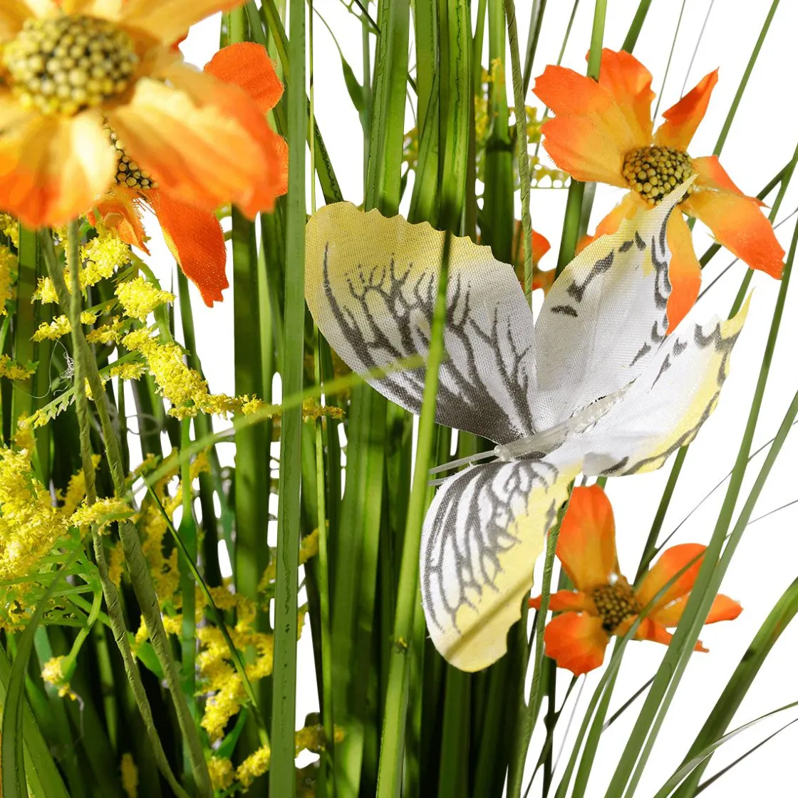 DecoWoerner Decoración De Primavera|Hierba Decorativa>Haz De Gras Artificial Con Flores s De 67 Cm