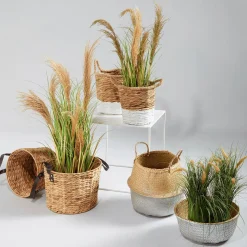 DecoWoerner Decoración De Primavera|Hierba Decorativa>Hierba Decorativa Con Flores De Junco, 50 Cm