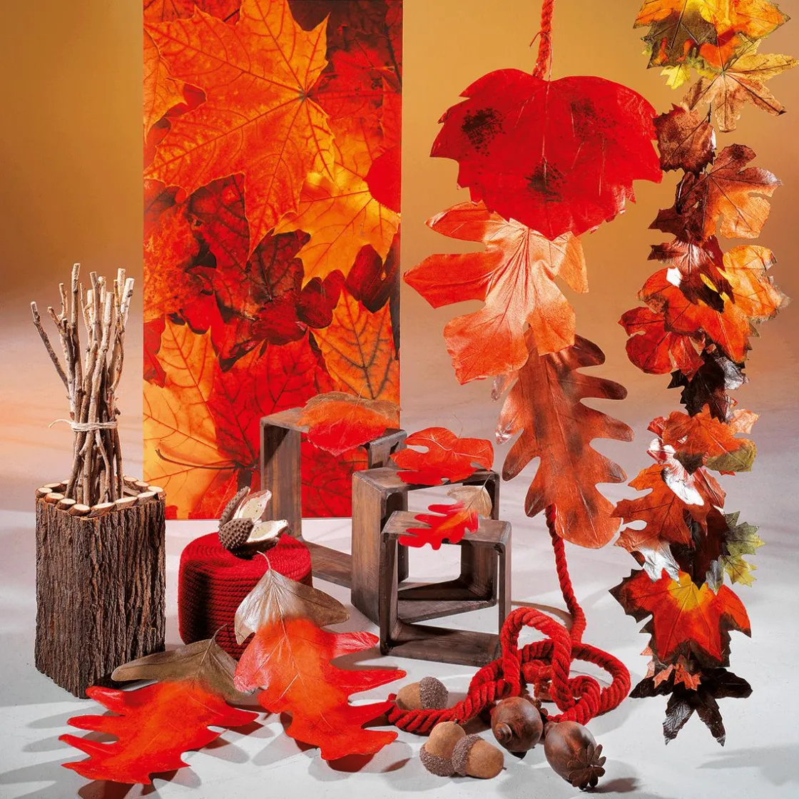 DecoWoerner Decoración De Otoño|Hojas>Hojas De Otoño Decorativas 80 Cm, 3 Pz.