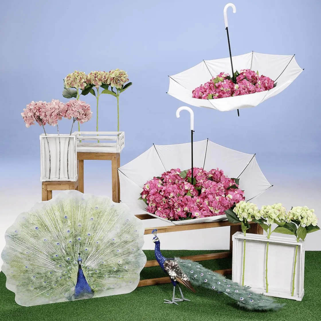 DecoWoerner Decoración De Primavera|Flores Artificiales>Hortensia Artificial Fucsia, 52 Cm