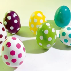 DecoWoerner Decoración De Pascua>Huevo De Pascua Deco Punteado 18 Cm, Amarillo/blanco