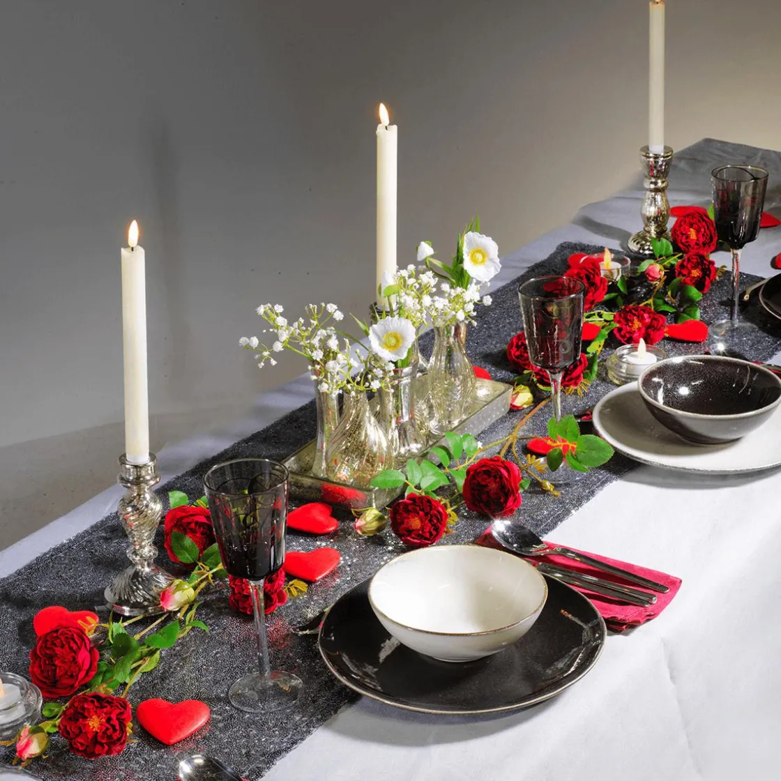 DecoWoerner Macetas Y Artículos De Decoración>Jarrones Plateados De Mesa Con Bandeja, 8 Piezas