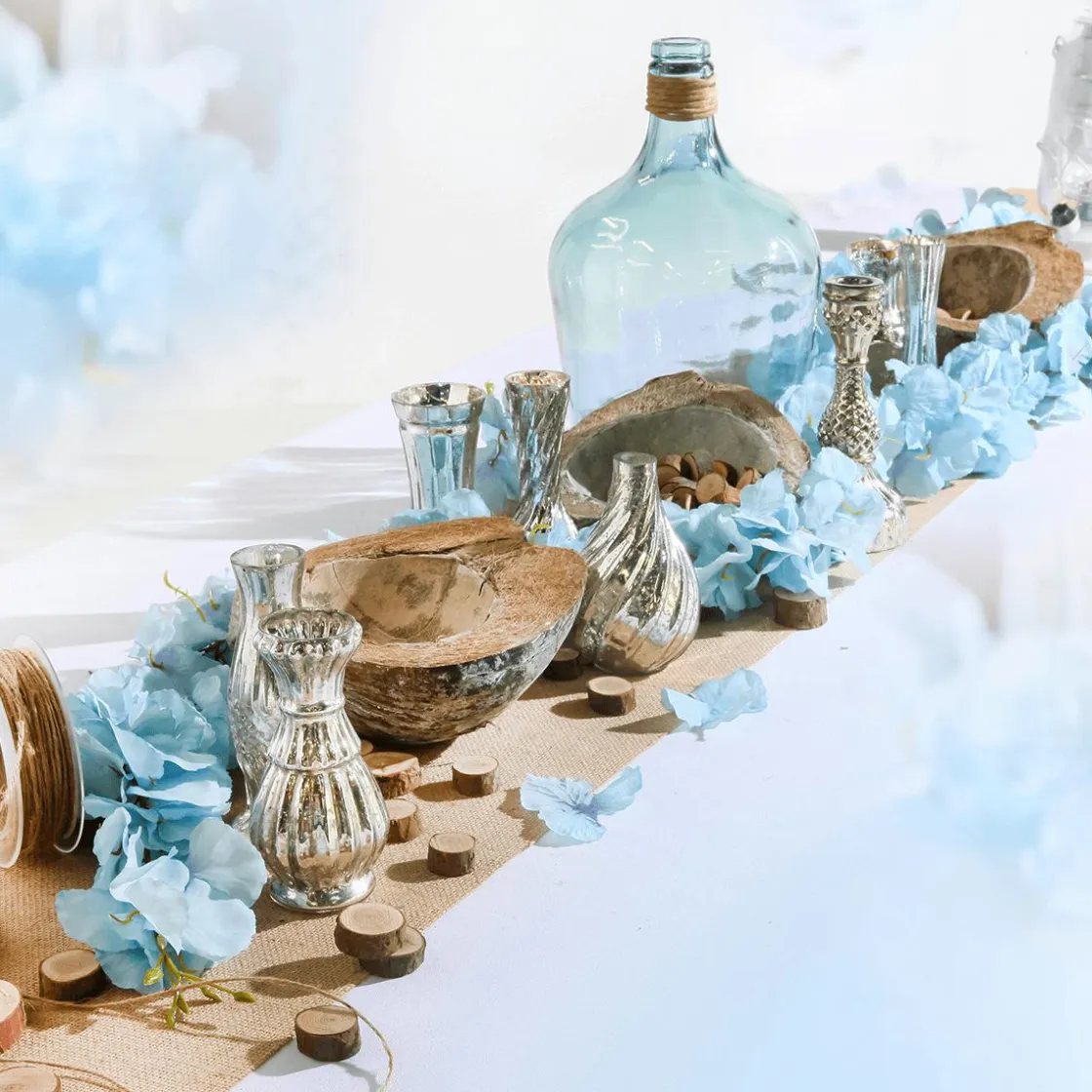 DecoWoerner Macetas Y Artículos De Decoración>Jarrones Plateados De Mesa Con Bandeja, 8 Piezas