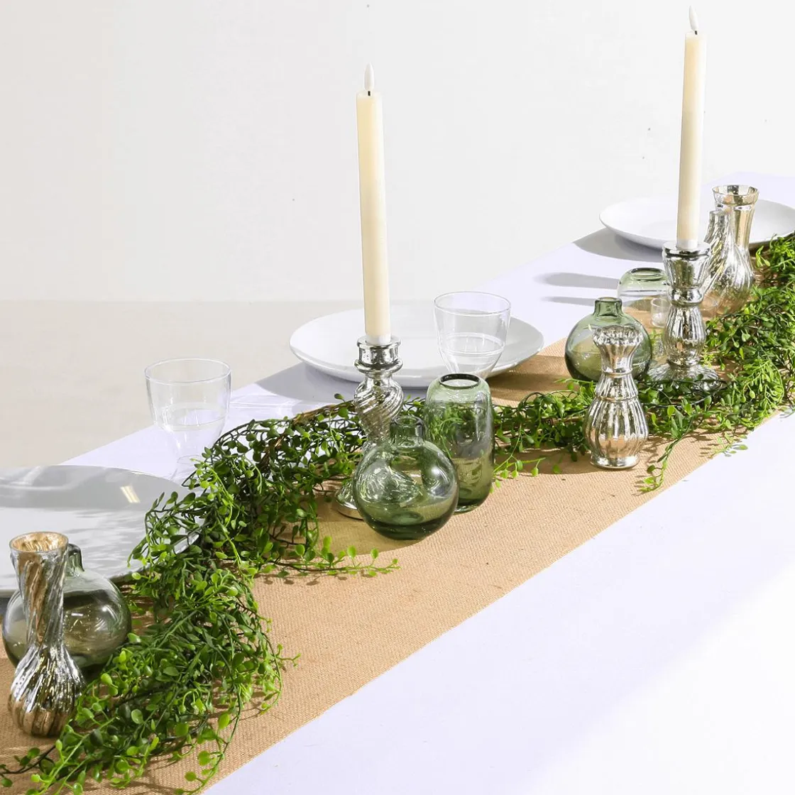 DecoWoerner Macetas Y Artículos De Decoración>Jarrones Plateados De Mesa Con Bandeja, 8 Piezas