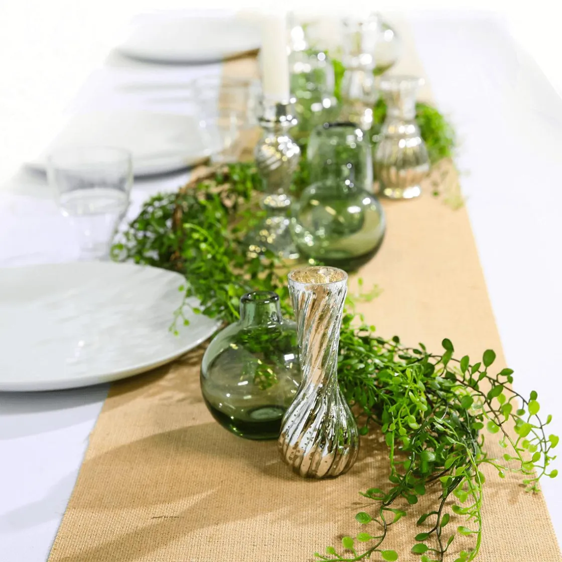 DecoWoerner Macetas Y Artículos De Decoración>Jarrones Plateados De Mesa Con Bandeja, 8 Piezas