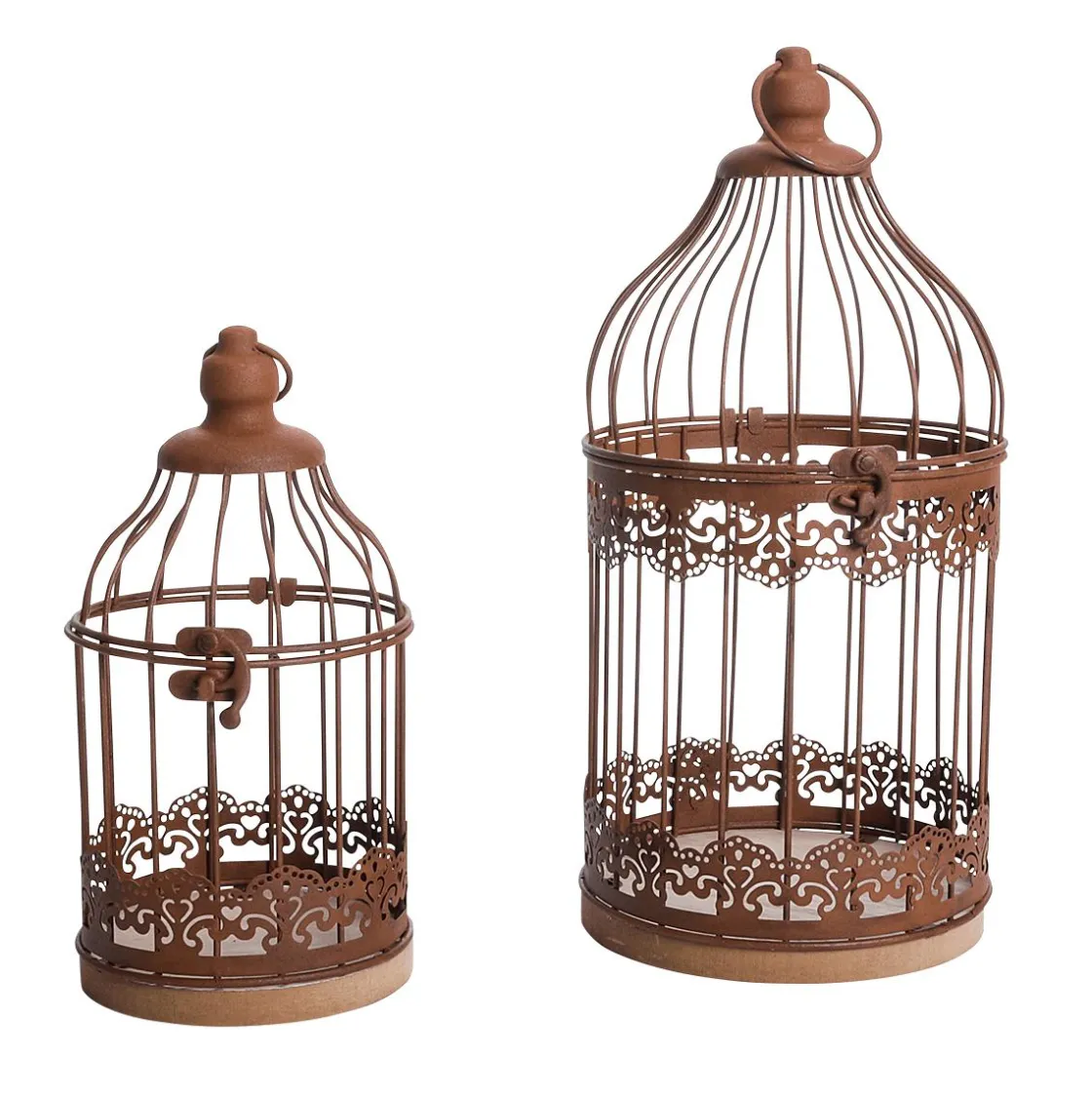 DecoWoerner Decoración De Primavera>Jaulas Decorativas Para Pájaros De Aspecto Oxidado 11 X 24 Cm Y 14,50 X 35 Cm