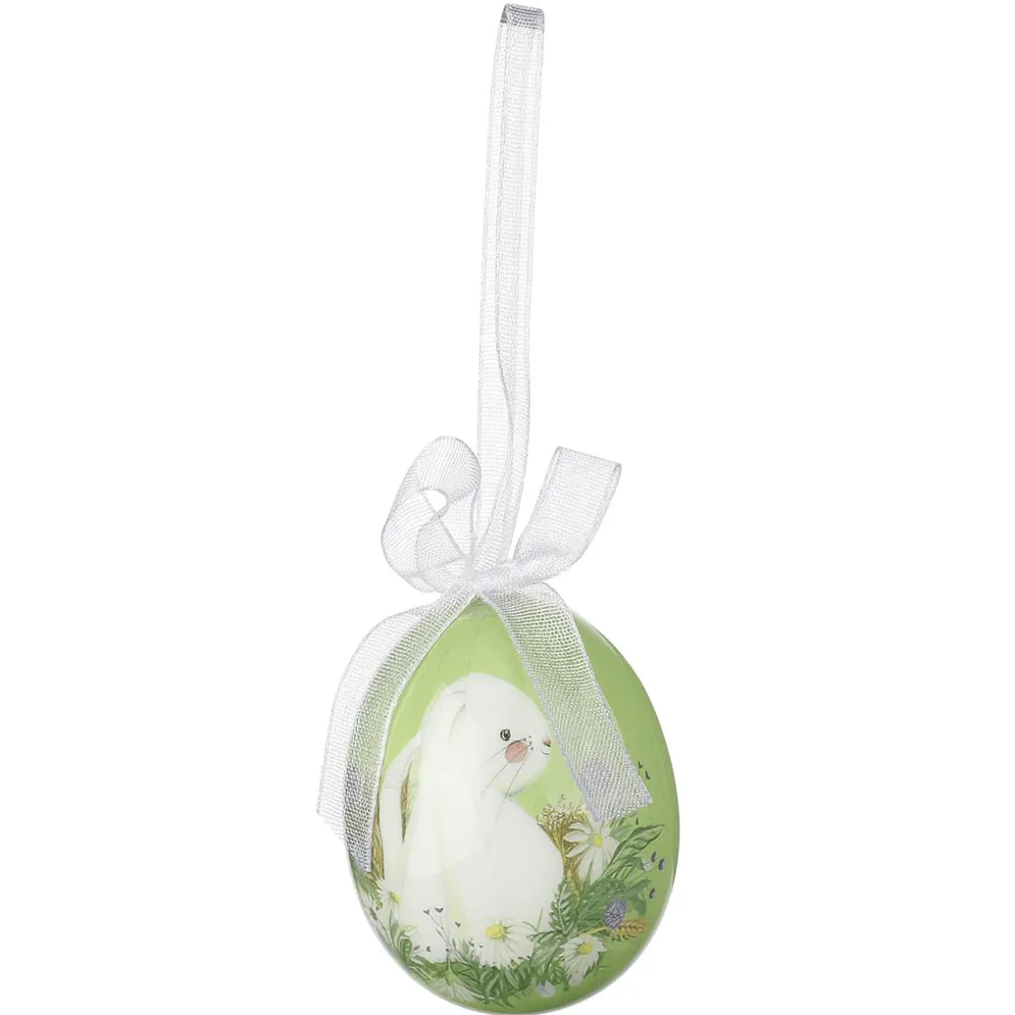 DecoWoerner Decoración De Pascua>Juego De Huevos De Pascua De Espuma Para Colgar, Amarillo Con Dibujo De Conejo Y Lazo 8pcs.