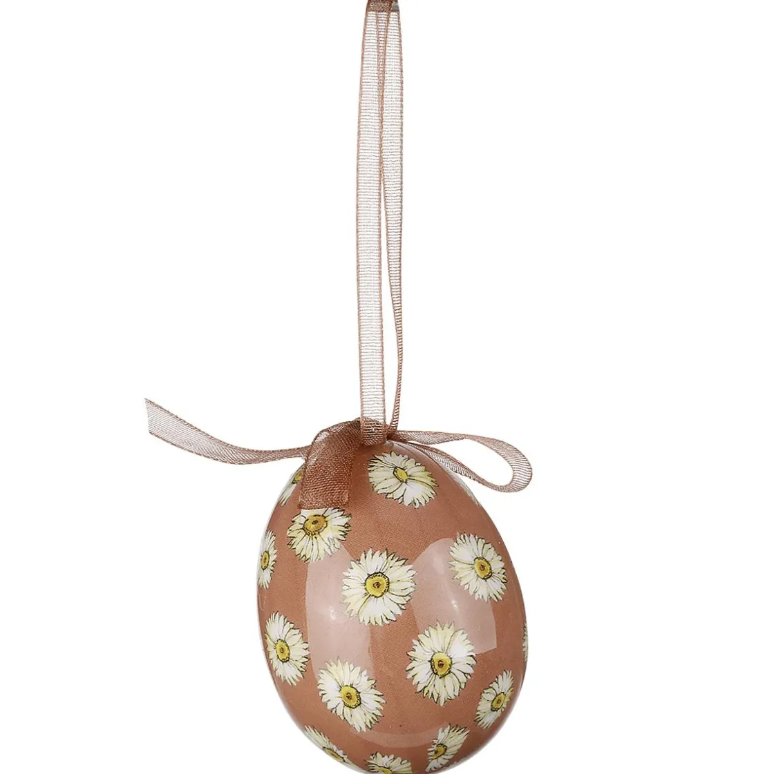 DecoWoerner Decoración De Pascua>Juego De Huevos De Pascua, 5cm Y Marrón Con Patrón De Flores Y Lazo 8pcs.