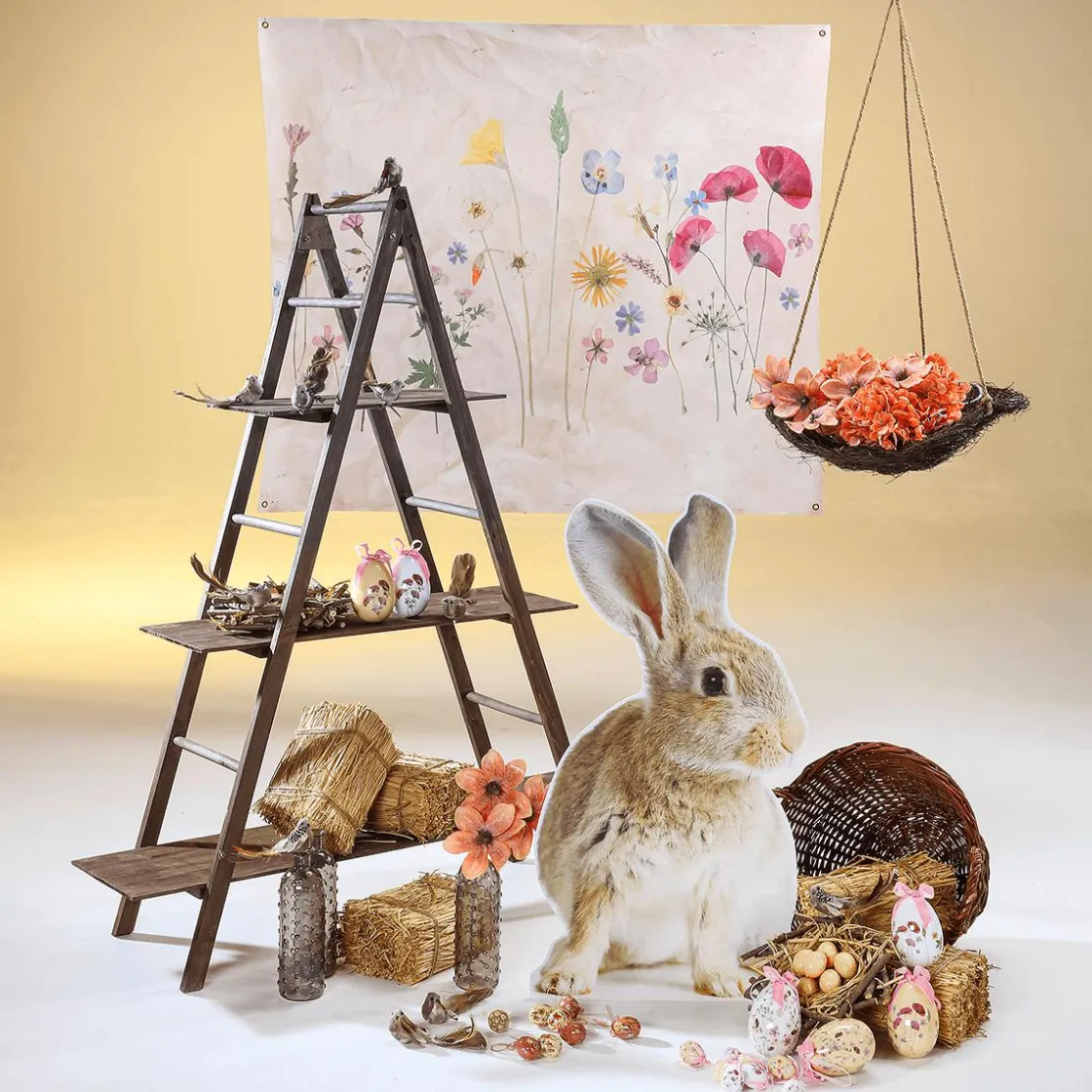 DecoWoerner Decoración De Pascua>Juego De Huevos De Pascua, 5cm Y Marrón Con Patrón De Flores Y Lazo 8pcs.