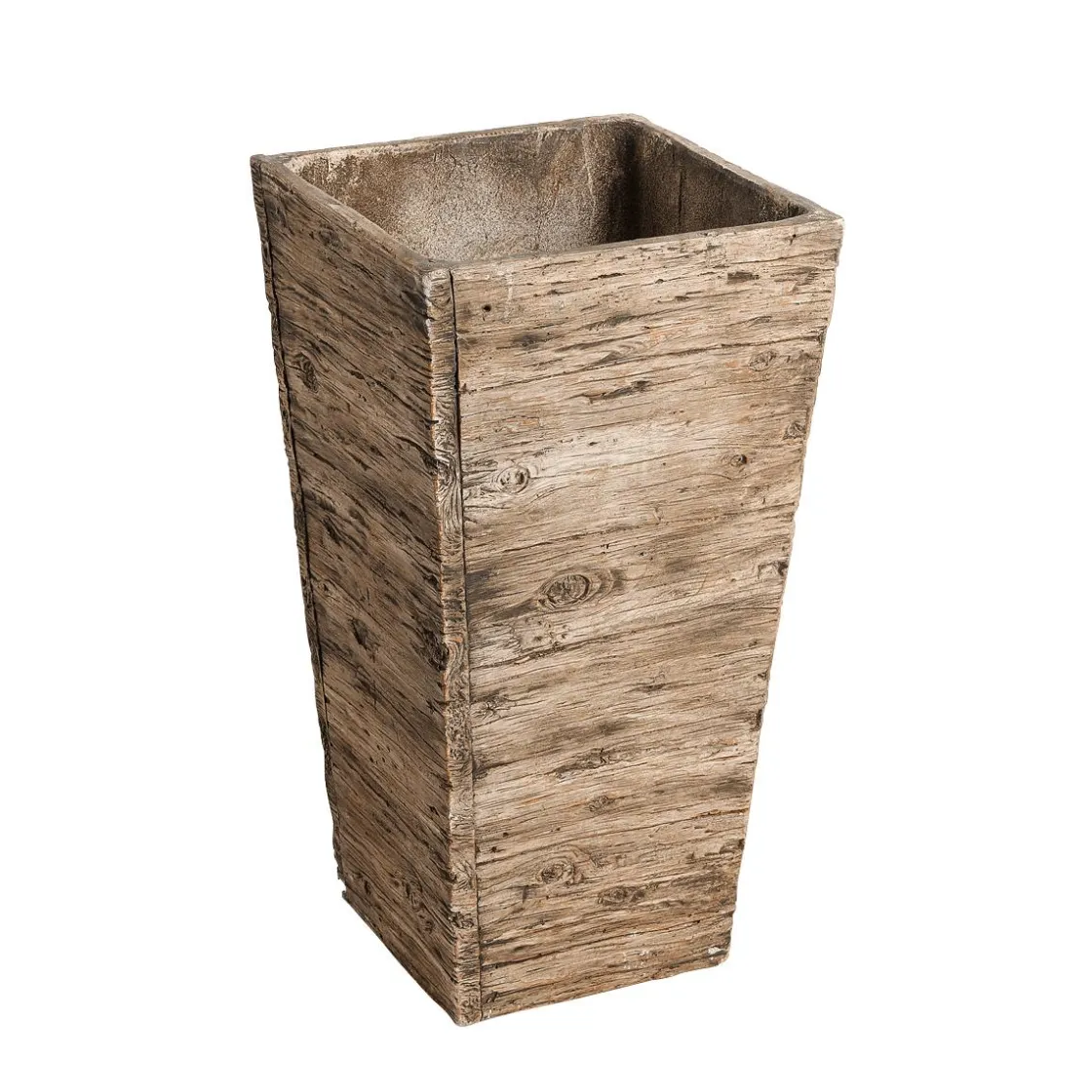 DecoWoerner Macetas Y Artículos De Decoración>Juego De Macetas De Fibra De Vidrio , Aspecto De Madera 50, 65, 75 Cm De Altura