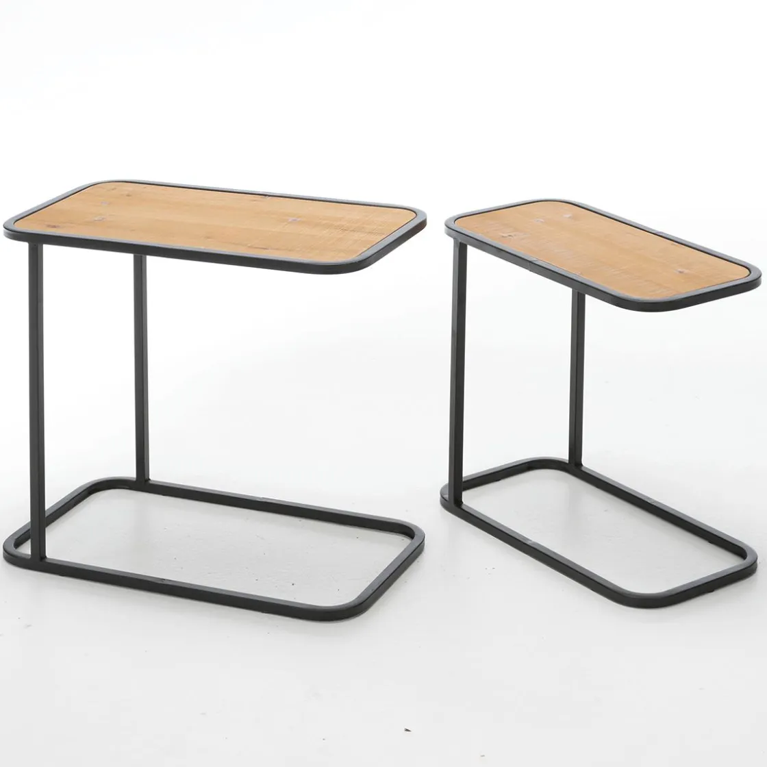DecoWoerner Expositores Para Tiendas|Macetas Y Artículos De Decoración>Juego De Mesa 2 Piezas Metal Madera De Abeto