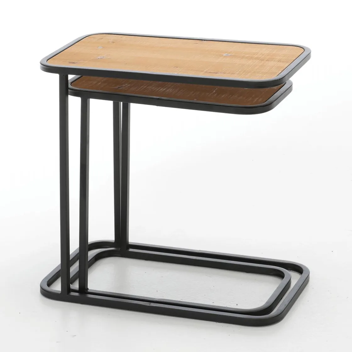 DecoWoerner Expositores Para Tiendas|Macetas Y Artículos De Decoración>Juego De Mesa 2 Piezas Metal Madera De Abeto
