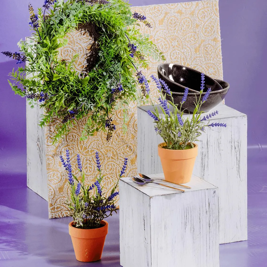 DecoWoerner Decoración De Primavera|Plantas De Interior>Lavanda Decorativa Con Maceta, 23 Cm