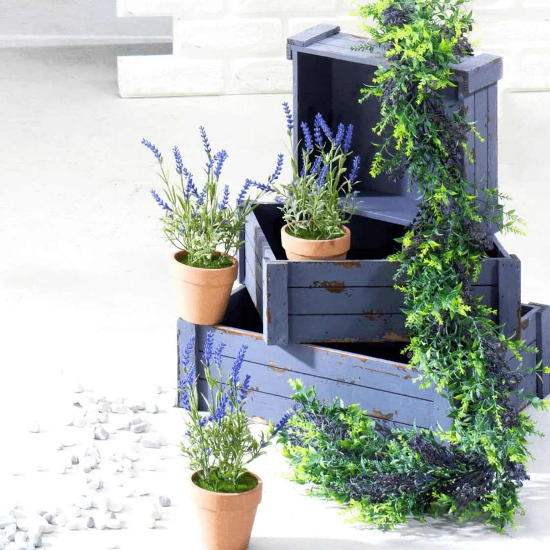 DecoWoerner Decoración De Primavera|Plantas De Interior>Lavanda Decorativa Con Maceta, 23 Cm