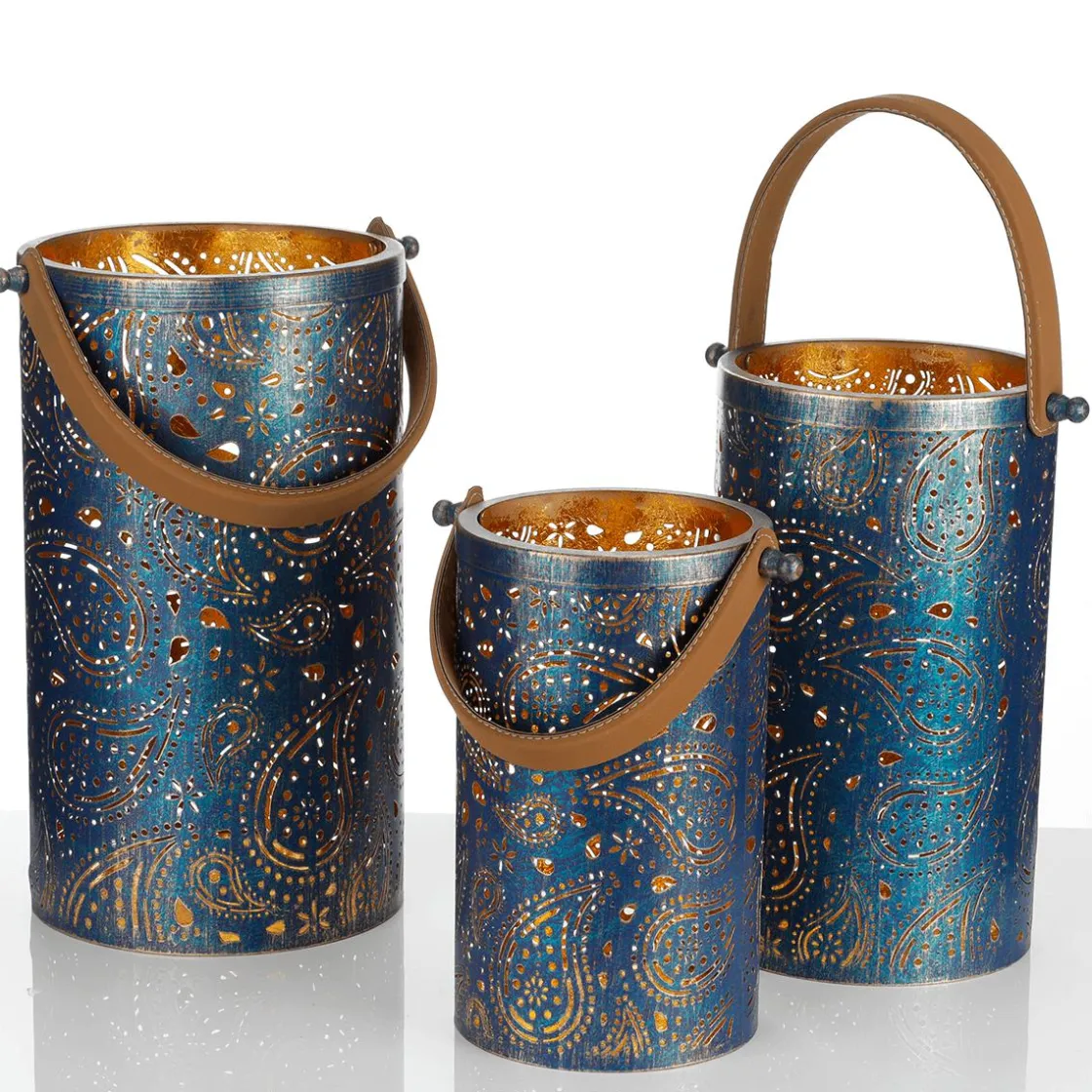 DecoWoerner Luz Decorativa|Decoración Temática>Linternas Redondas De Metal 3 Piezas Oro