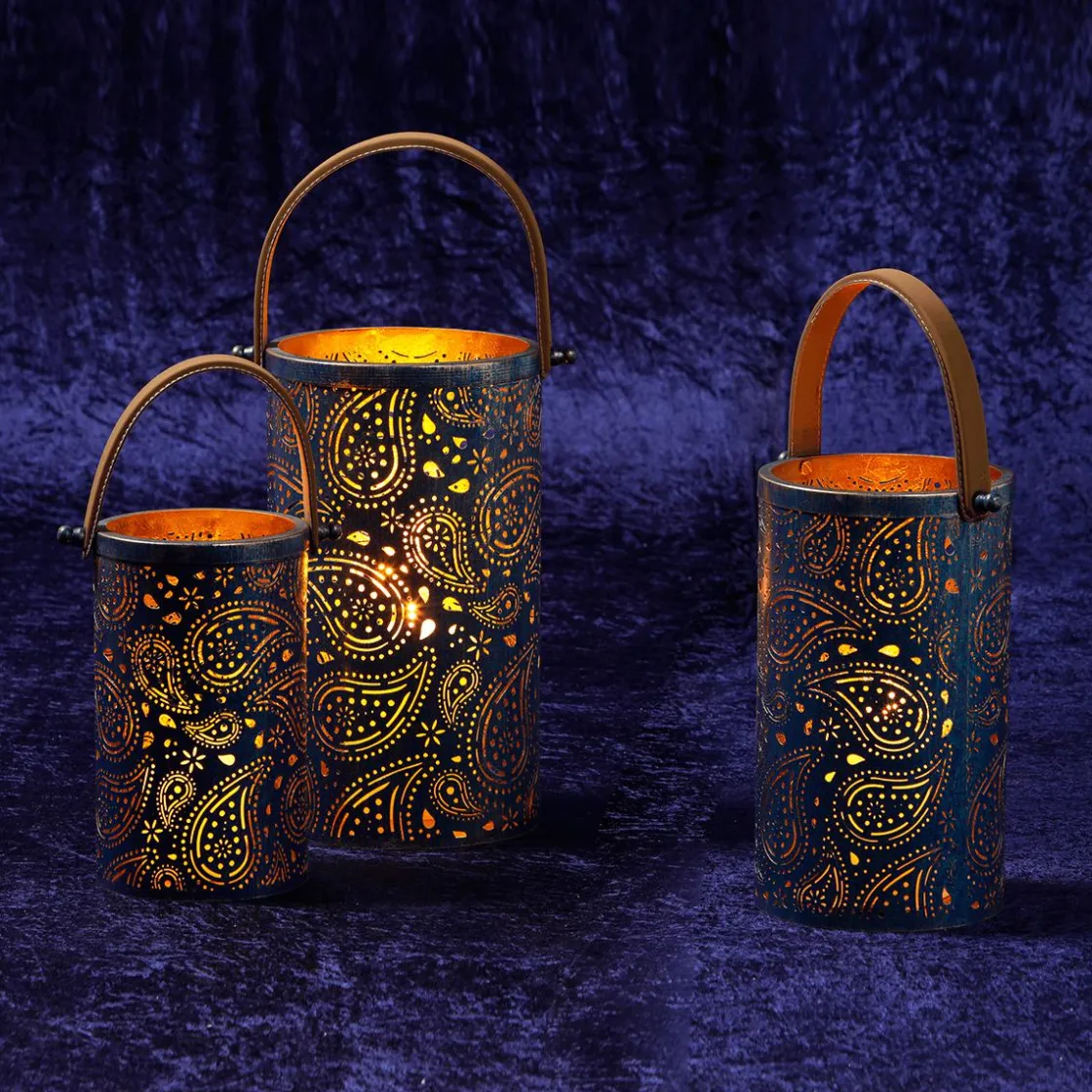 DecoWoerner Luz Decorativa|Decoración Temática>Linternas Redondas De Metal 3 Piezas Oro