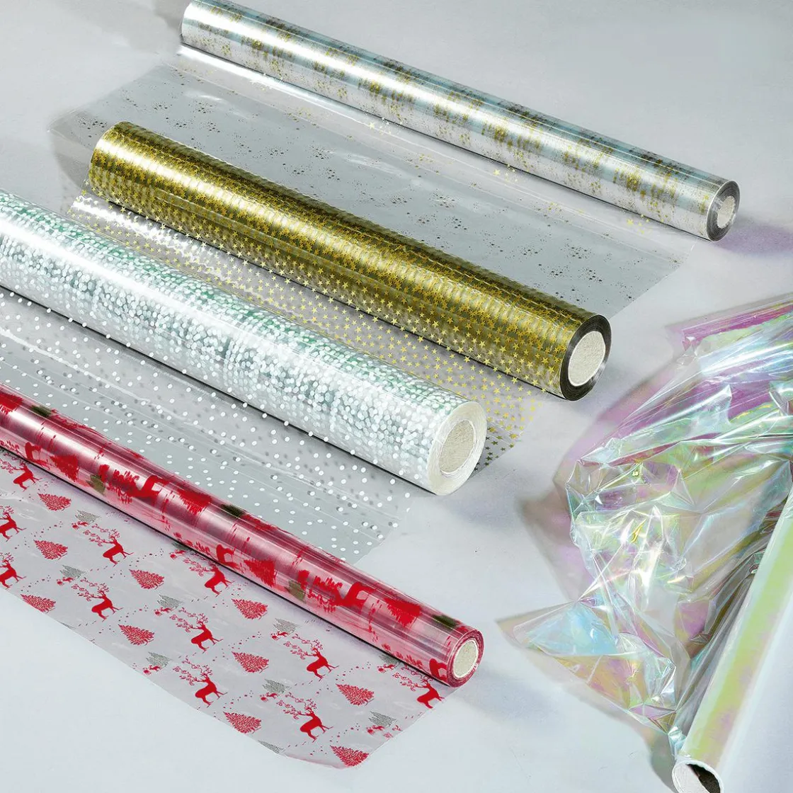 DecoWoerner Film Polipropileno>Lámina De Plástico Para Regalo Con Adornos Navideños 70 Cm, 100 M