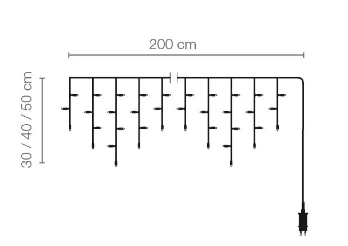 DecoWoerner Luces De Navidad>Luz Icicle Light LED 24 V Para Exteriores, 76 LED, 370 X 50 Cm