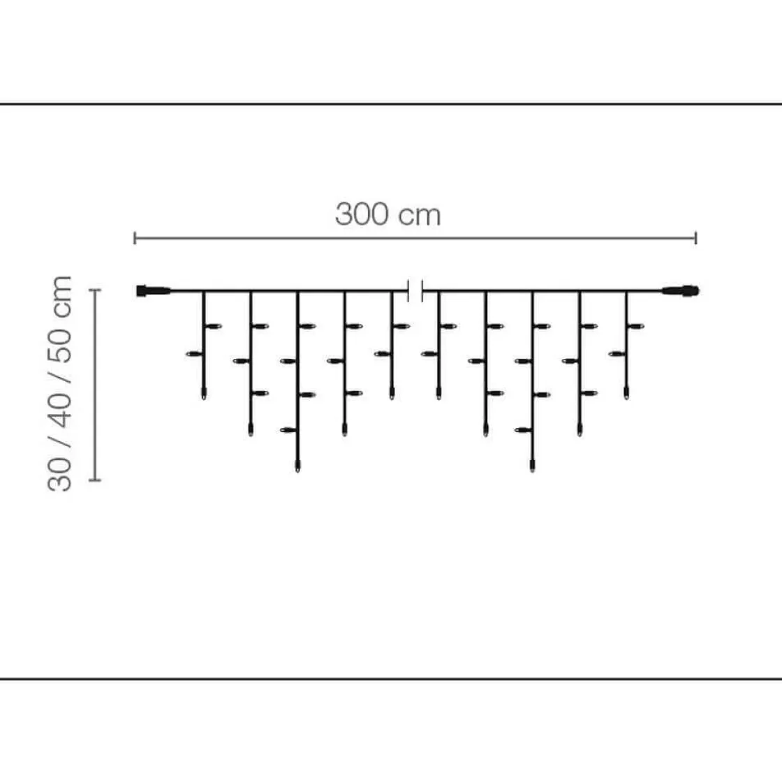 DecoWoerner Luces De Navidad>Luz Icicle Light LED Para Uso Profesional Sistema IP44, 114 LED, 300 X 50 Cm, Sin Cable