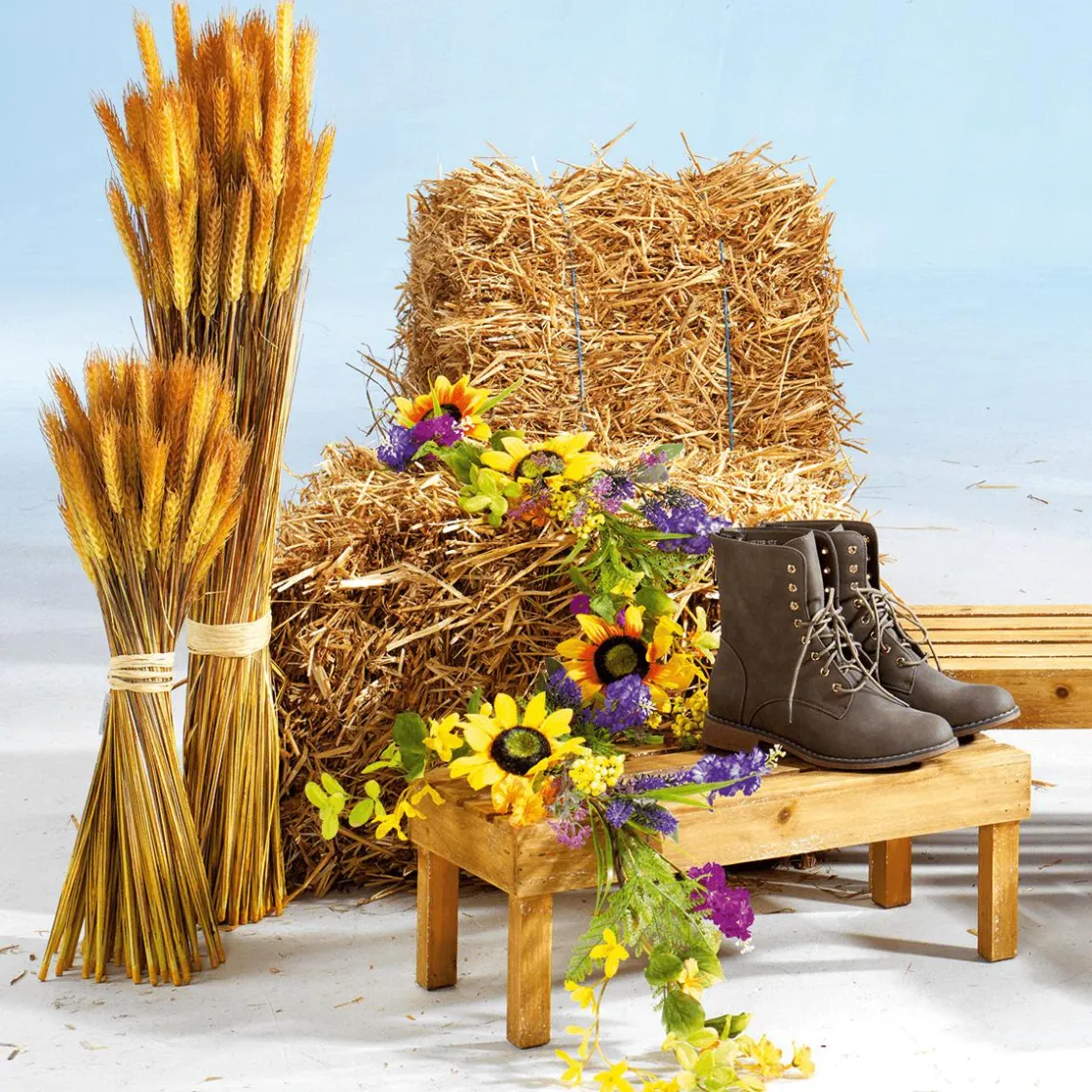 DecoWoerner Decoración De Otoño|Hierba Decorativa>Manojo De Espigas De Trigo Decorativo 60 Cm