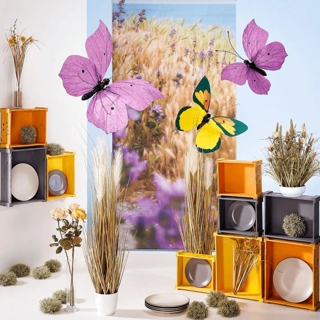 DecoWoerner Decoración De Animales|Decoración De Primavera>Mariposa Decorativa Púrpura, 50 Cm