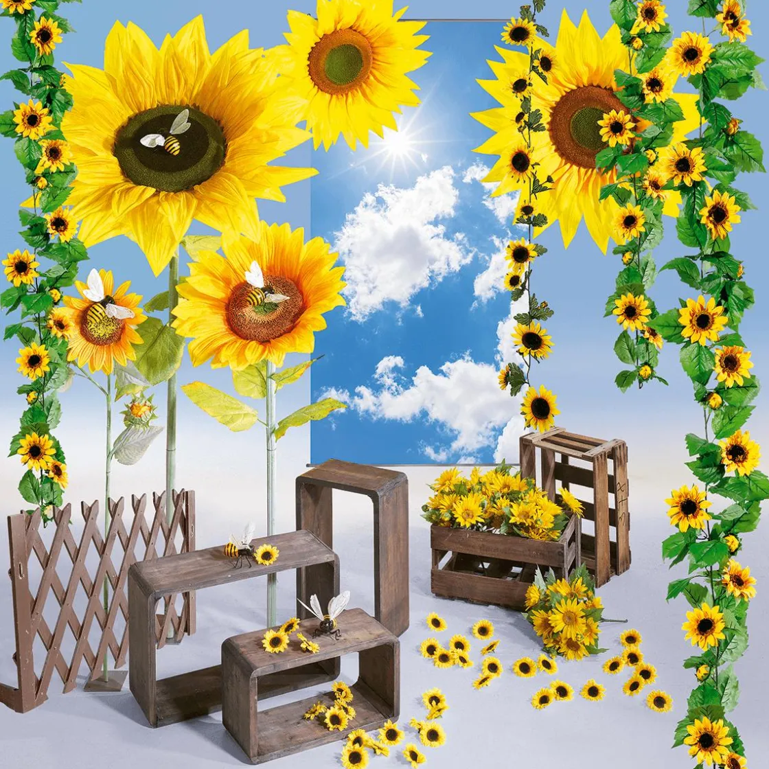 DecoWoerner Decoración De Otoño|Flores Artificiales>Mega Girasol XL 140 Cm