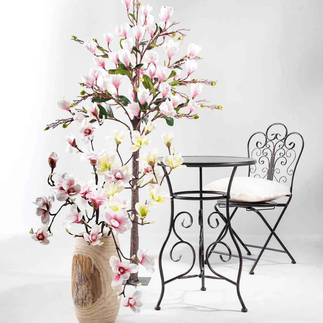 DecoWoerner Decoración De Primavera|Ramas Y Ramitas>Noble Rama De Magnolia Artificial, Verde, 100 Cm