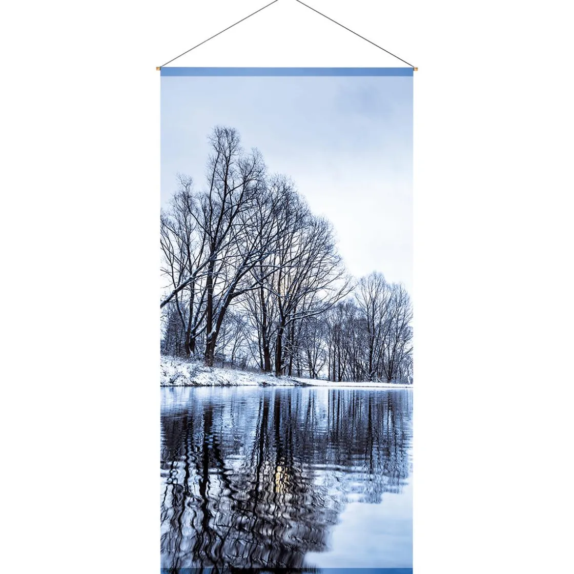 DecoWoerner Decoración De Invierno|Pancartas De Navidad E Invierno>Pancarta De Tela Ignífuga "Wintersee" De Tela De Bandera 100 X 200 Cm