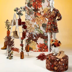 DecoWoerner Decoración De Otoño|Pancartas De Otoño>Pancarta De Tela Ignífuga "Flores De Otoño" De Tela De Bandera 75 X 180 Cm