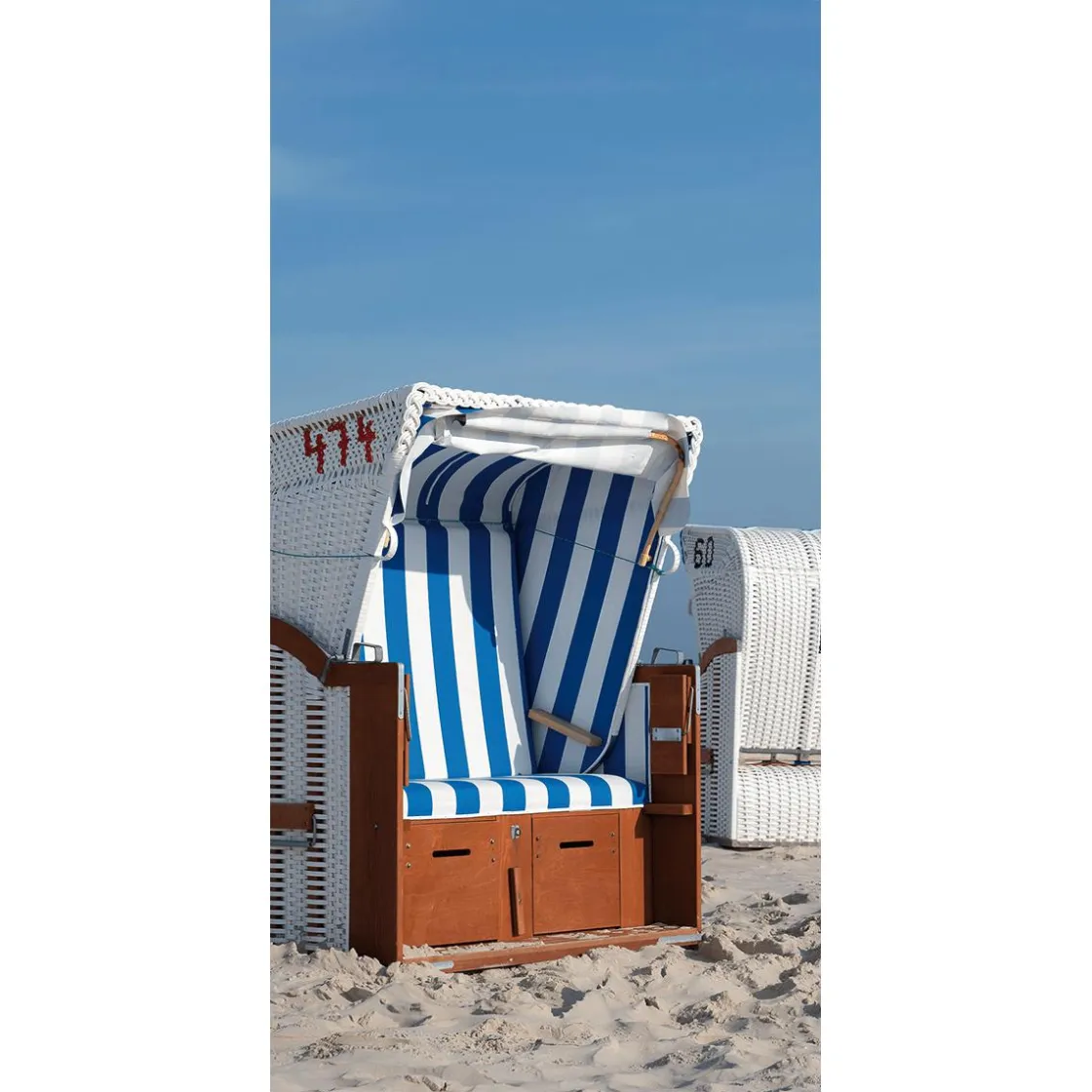 DecoWoerner Decoración De Verano|Pancartas De Verano>Pancarta De Tela Ignífuga "silla De Playa Blanca" De Tela De Bandera 100 X 200 Cm