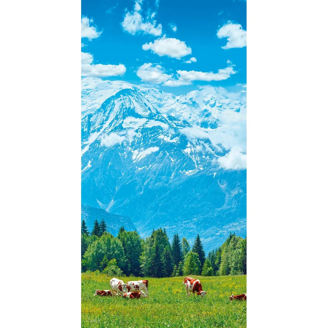 DecoWoerner Decoración De Verano|Pancartas De Verano>Pancarta De Tela Ignífuga "Vacas En El Pasto Frente A Bergen" De Tela De Bandera 100 X 200 Cm