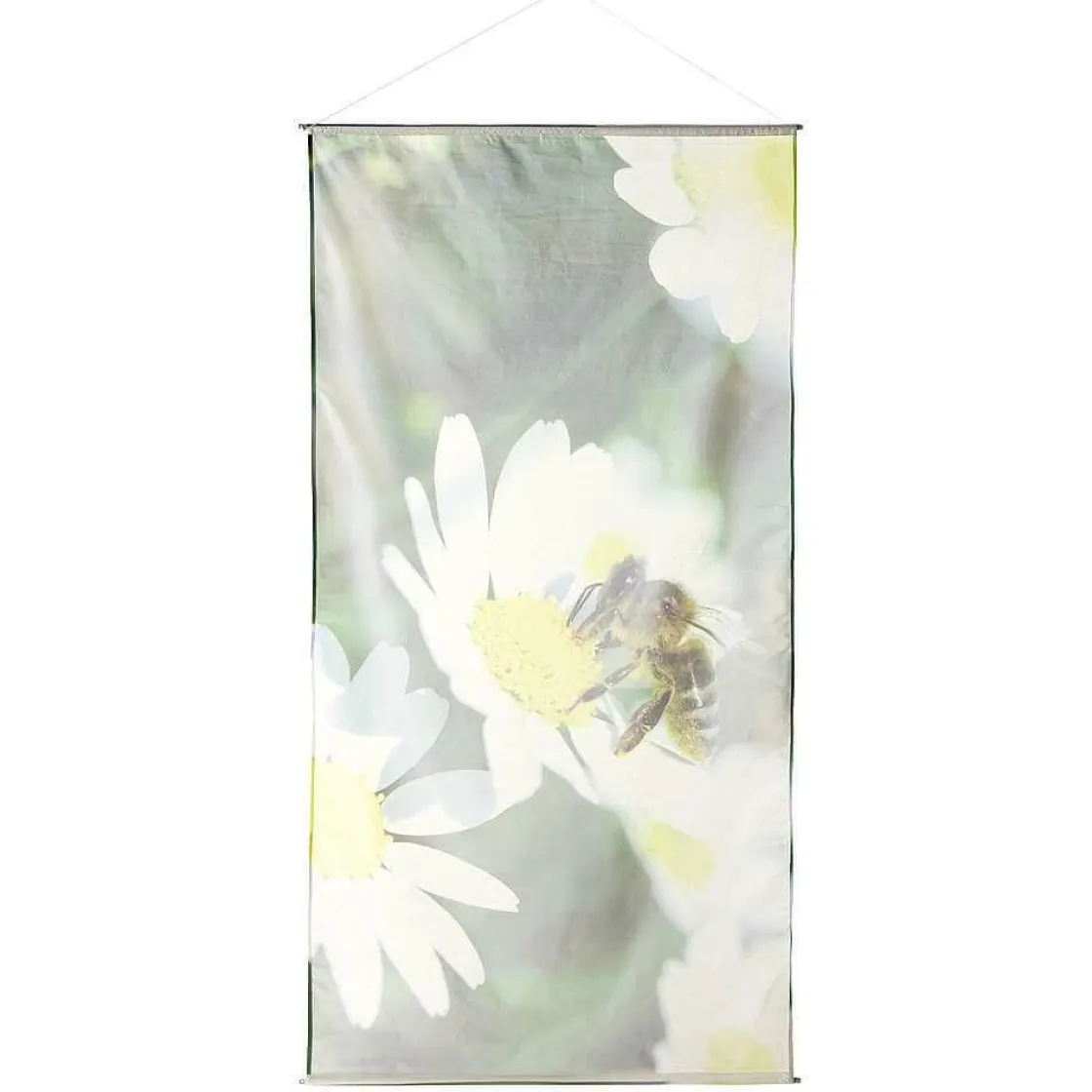 DecoWoerner Pancartas De Primavera>Pancarta Ligera De Fibra Natural "Abeja" De Algodón 100 X 200 Cm