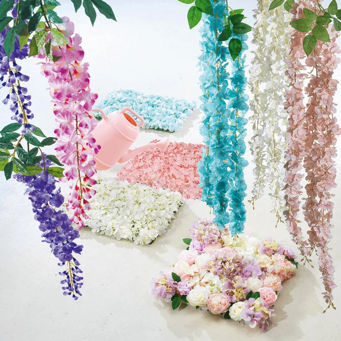 DecoWoerner Paredes De Plantas>Panel Con Flores En Colores Pastel Artificial